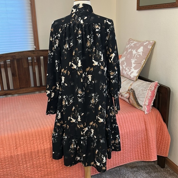 Just Female Robe Asti Bloom Black Floral Long Sleeve Dress size 34/US small - Picture 9 of 16